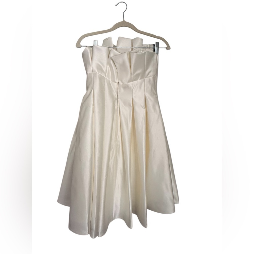 Amsale Pleated Bodice Ivory White Cocktail Dress Luxury Size 6 - Picture 4 of 11
